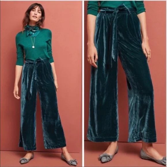 🆕NWT Anthropologie Velvet Wide Leg Trousers